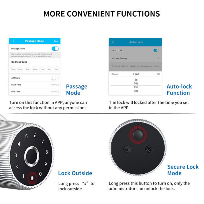 Mobile APP Smart Fingerprint Door knob with Google home and Alex - Image 5