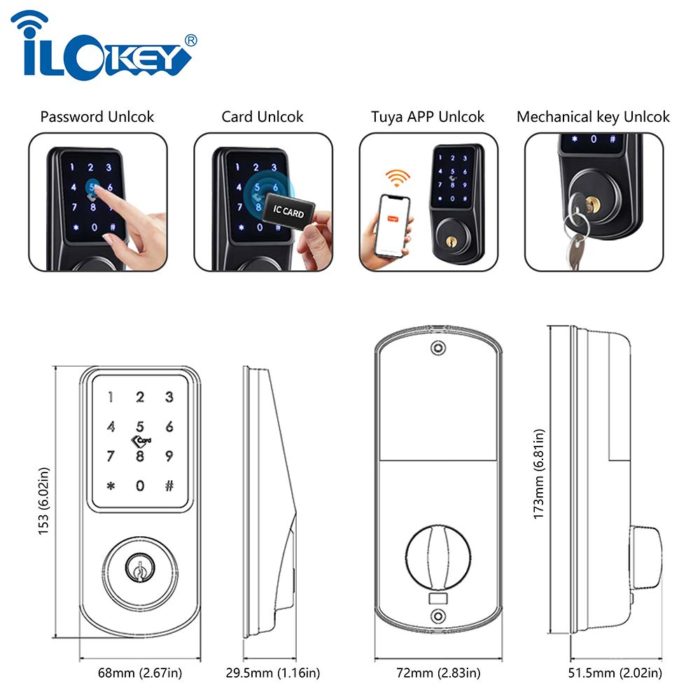 Wifi control tuya smart electronic deadbolt lock - Image 6