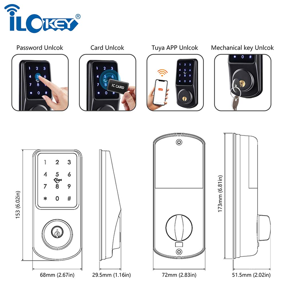 Wifi Control Tuya Smart Electronic Deadbolt Lock