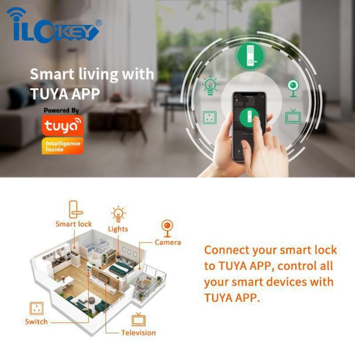 Tuya APP Wifi Electronic door lock with Euro mortise - Image 3