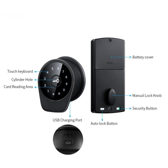 BLE APP Deadbolt Wifi Electronic Digital Door Lock without Handle - Image 6