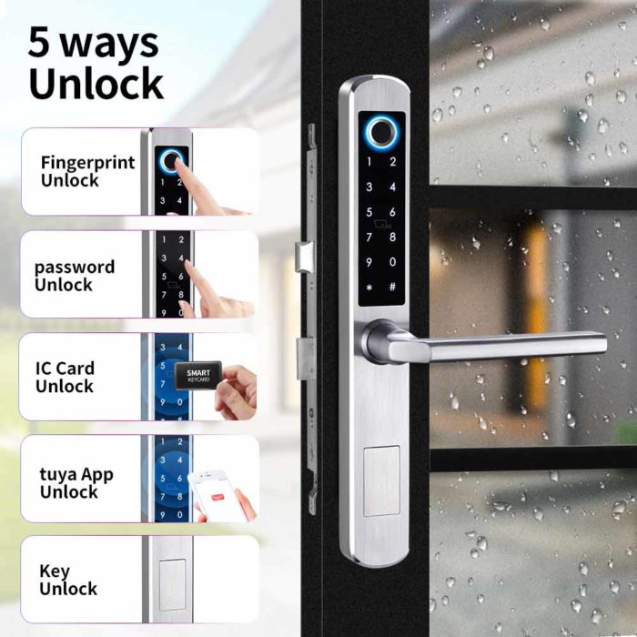Mobile App Fingerprint Sliding Door Lock Aluminum hook lock - Image 6