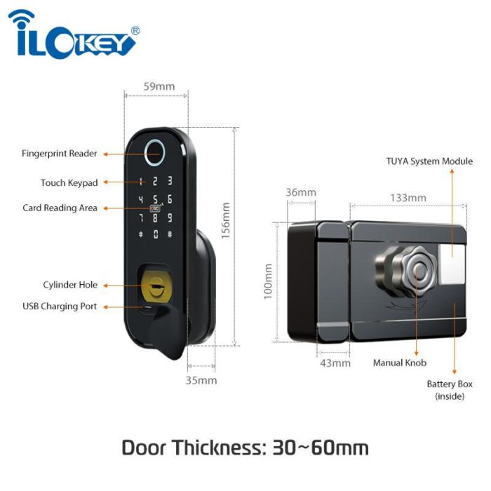 Tuya App Waterproof Smart Rim Lock For Outside Door - Image 5