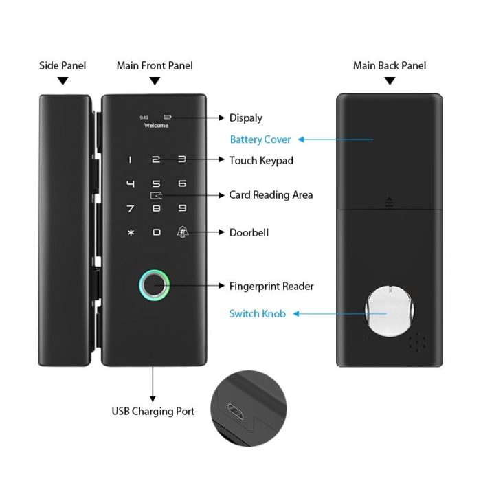 Tuya Smart Glass Door Lock For Office - Image 4