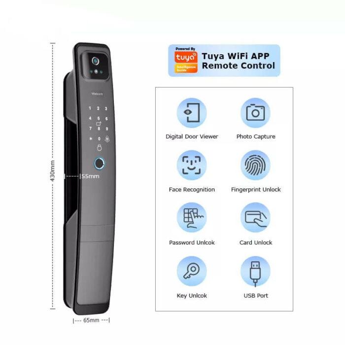 Tuya Wifi Face Recognition Door Lock With Camera - Image 2