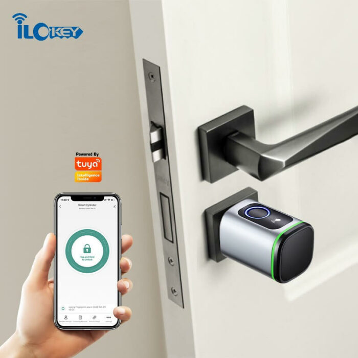 iLockey European Profile Lock Cylinder Tuya Smart Door Lock Fingerprint Electronic Lock Cylinder