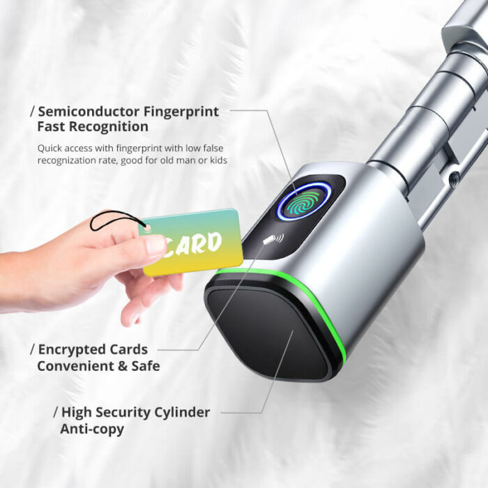 iLockey European Profile Lock Cylinder Tuya Smart Door Lock Fingerprint Electronic Lock Cylinder - Image 3