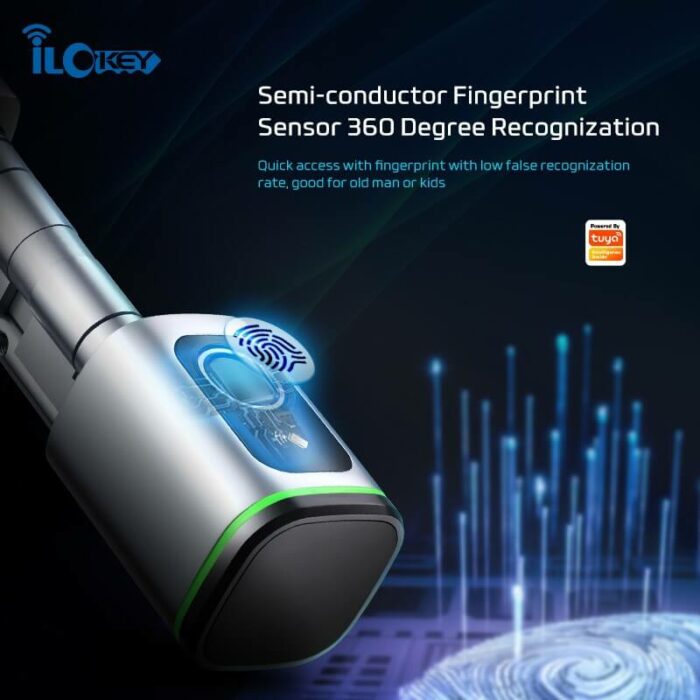 iLockey European Profile Lock Cylinder Tuya Smart Door Lock Fingerprint Electronic Lock Cylinder - Image 2