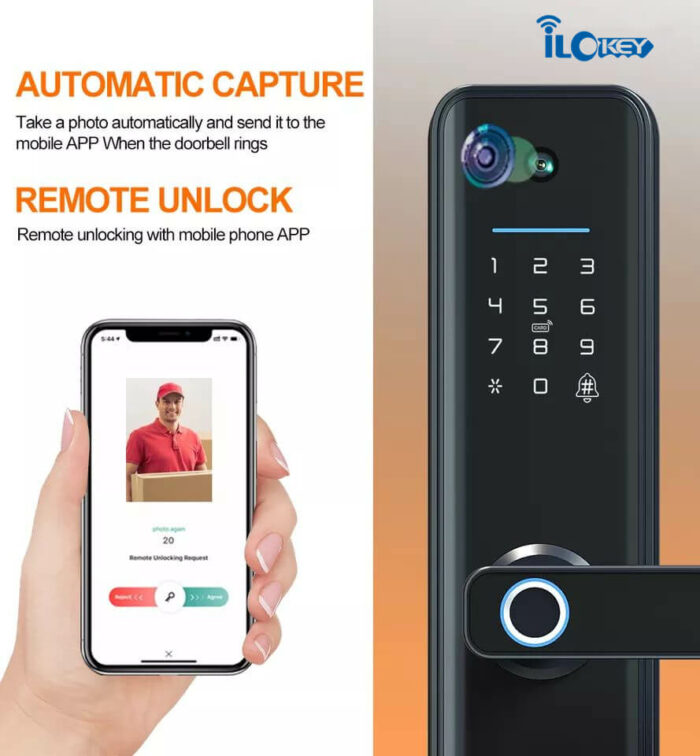 iLockey Tuya Smart Life App Password Mortise Lock Smart Door Lock with Camera - Image 2