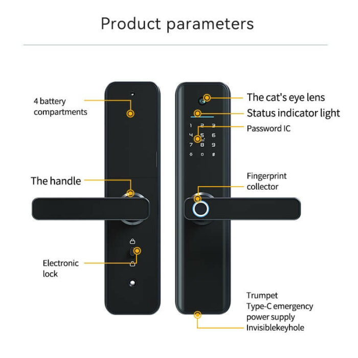 iLockey Tuya Smart Life App Password Mortise Lock Smart Door Lock with Camera - Image 9