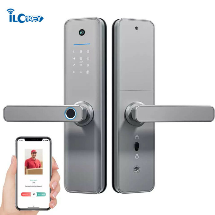 iLockey Tuya Smart Life App Password Mortise Lock Smart Door Lock with Camera - Image 3