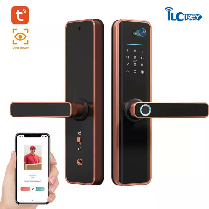 iLockey Tuya Smart Life App Password Mortise Lock Smart Door Lock with Camera - Image 5