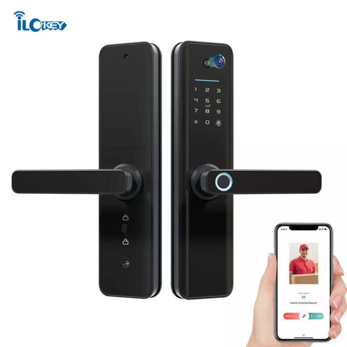 iLockey Tuya Smart Life App Password Mortise Lock Smart Door Lock with Camera