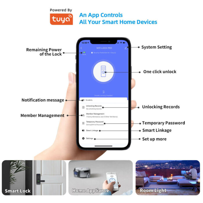 iLockey Home Security Digital Electronic Lock WIFI Smart Locks - Image 3