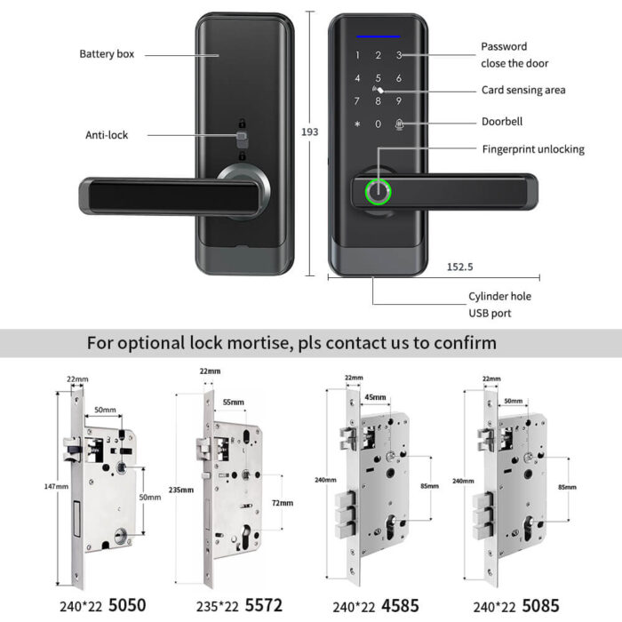 Smart Home TTlock Fingerprint Passcode Card Key Digital Smart Deadbolt Door Lock - Image 6