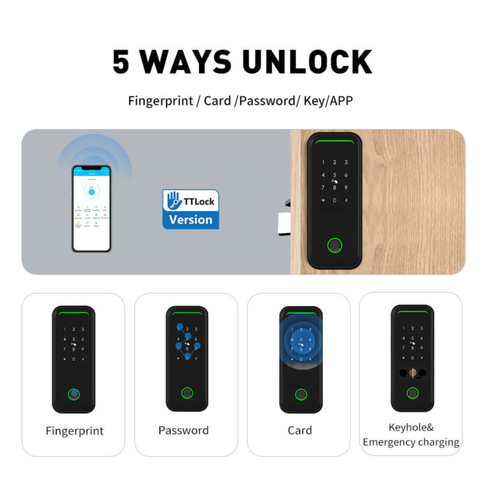 Tuya WiFi Smart Lock for Outdoor Gates Electric Rim Door Biometric Fingerprint App Controlled Cloud Data - Image 3