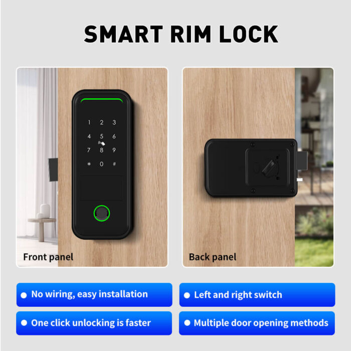 Tuya WiFi Smart Lock for Outdoor Gates Electric Rim Door Biometric Fingerprint App Controlled Cloud Data - Image 4