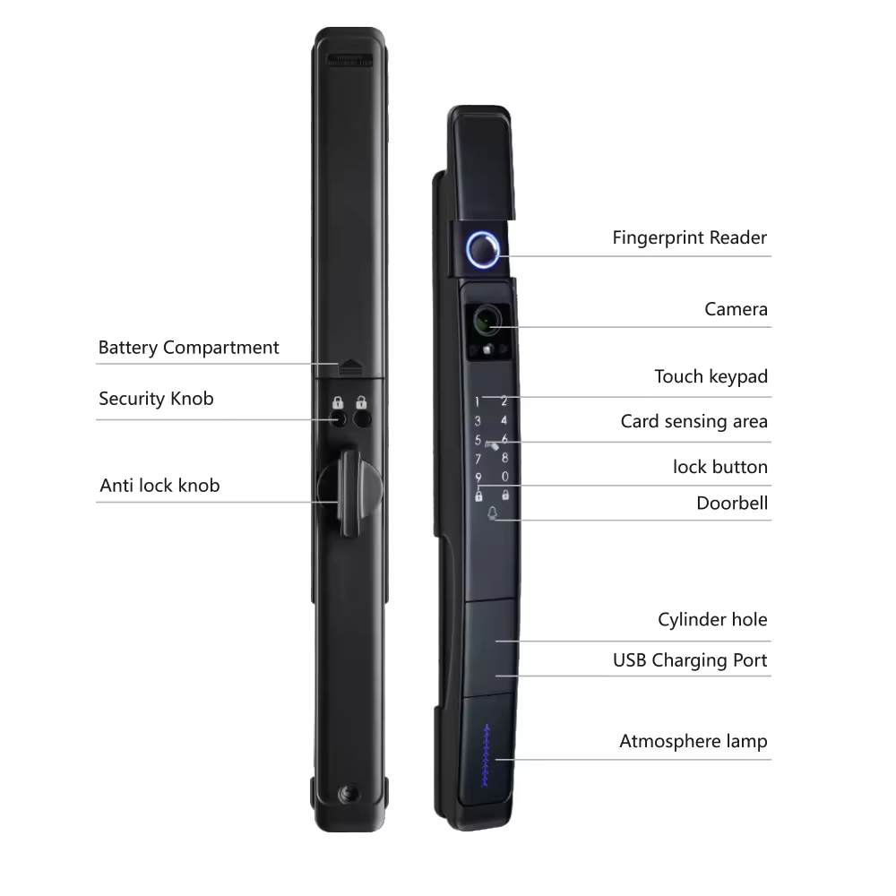 3D Face Recognition Fingerprint Smart Door Lock APP Control Biometric Keyless Entry Outdoor - Image 4