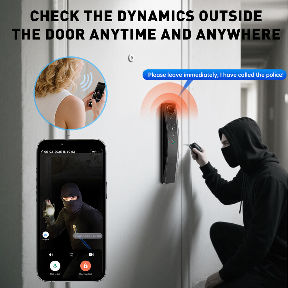 3D Face ID Smart Door Lock Tuya Wifi Camera Lock Intelligent for Outdoor Aluminum Wood Door - Image 5