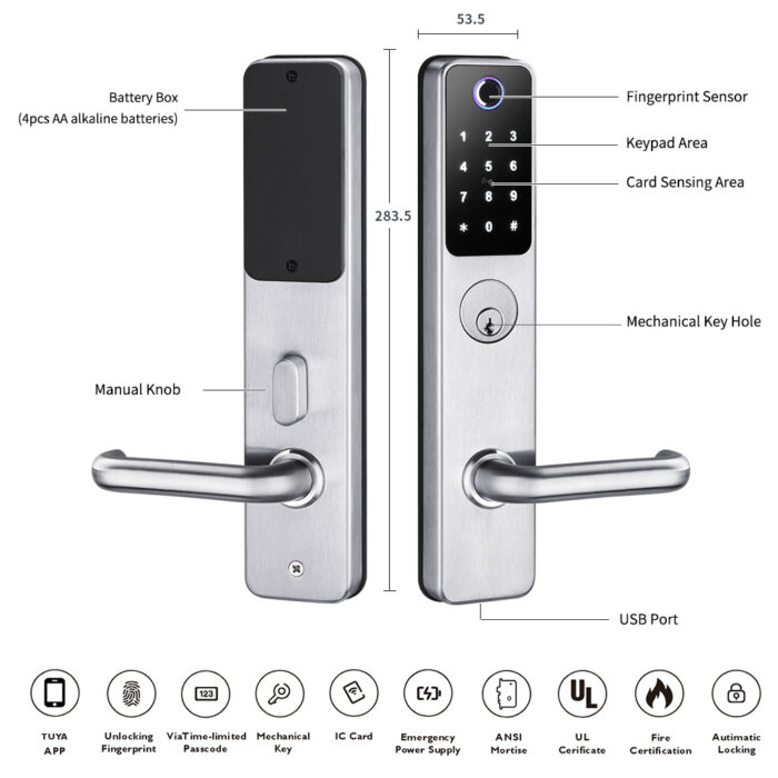 ANSI Standard Mortise Smart Lock | UL Certified 304 Stainless Steel - Image 5