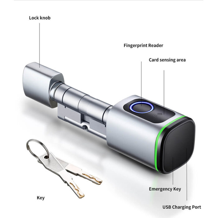 Euro Standard Smart Lock Cylinder Key App Unlock Fingerprint Lock Cylinder - Image 6