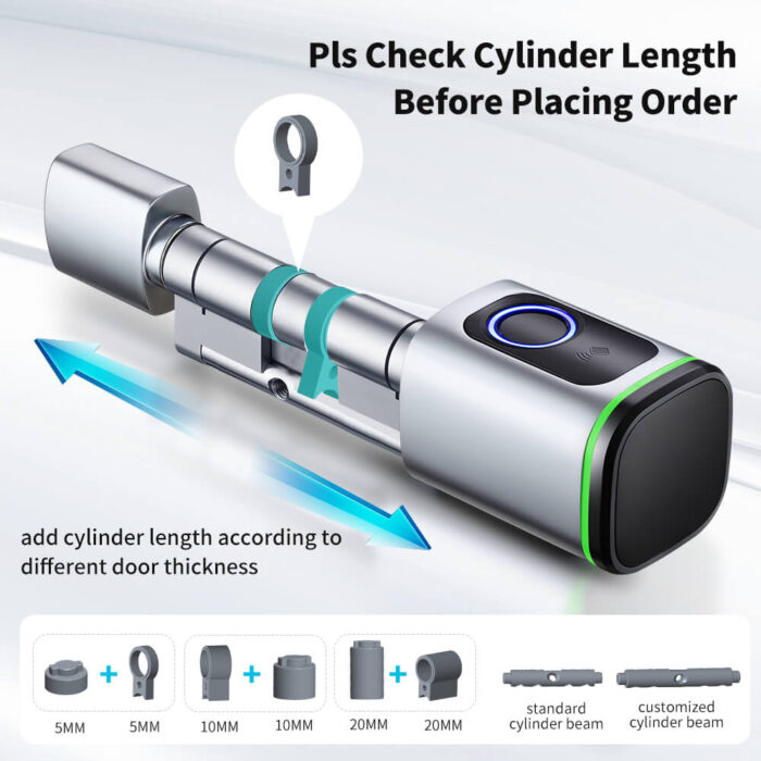 Euro Standard Smart Lock Cylinder Key App Unlock Fingerprint Lock Cylinder - Image 7