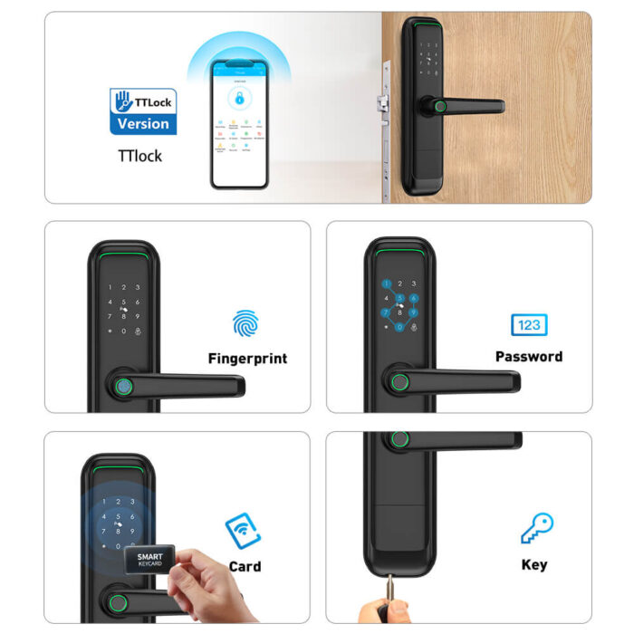 Fingerprint Smart Door Lock Digital RFID Keypad TTHotel Wooden Door Lock - Image 5