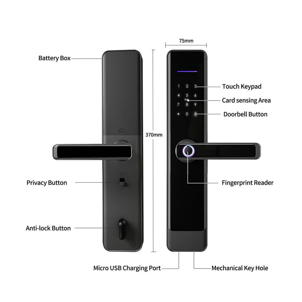 Fire-Rated Fingerprint Keyless TTLock App Smart Digital Key Electronic Card Lock - Image 2