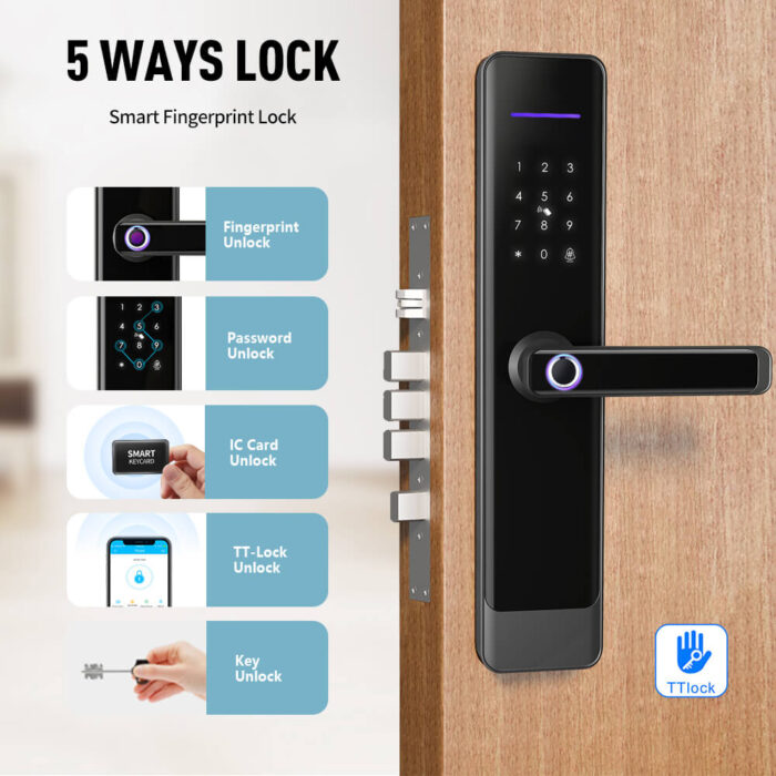 Fire-Rated Fingerprint Keyless TTLock App Smart Digital Key Electronic Card Lock - Image 3