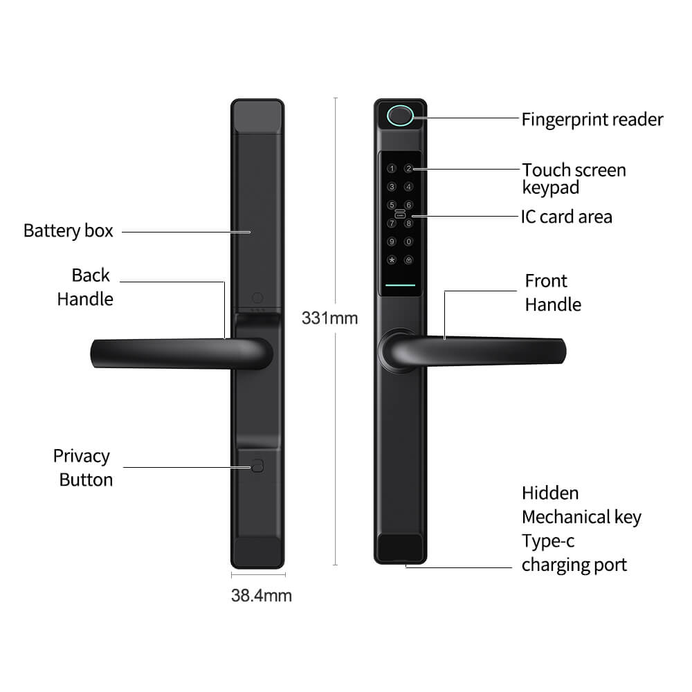 Keyless Digital Physical Button Door Lock With European Mortise Rainproof - Image 2