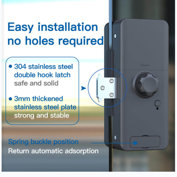 Tuya Smart Fingerprint Password Glass Door Lock Keyless Electronic Digital Lock for Office Glass Door Use - Image 4