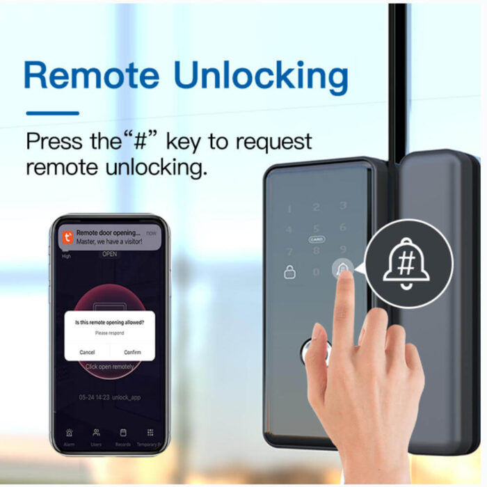 Tuya Smart Fingerprint Password Glass Door Lock Keyless Electronic Digital Lock for Office Glass Door Use - Image 5