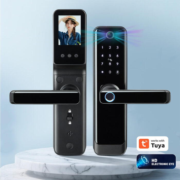 Tuya Smart Door Lock with Video Camera Fingerprint Password Card App Unlock - Image 3
