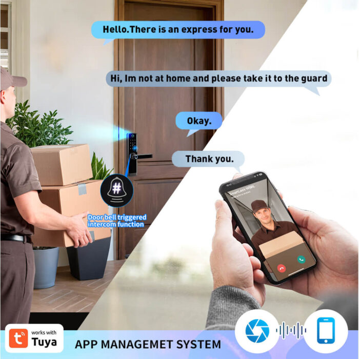 Tuya Smart Door Lock with Video Camera Fingerprint Password Card App Unlock - Image 6