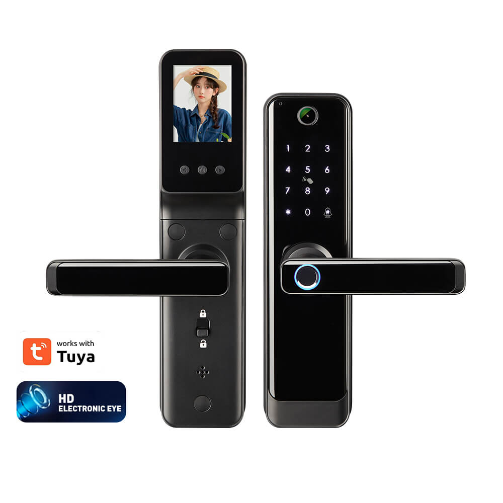 Tuya Smart Door Lock with Video Camera Fingerprint Password Card App Unlock