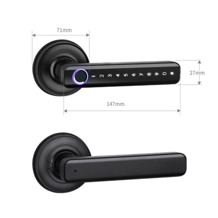 Aluminum Alloy Home Bedroom Tuya Smart Door Lock Fingerprint Password Keyless Smart Handle Lock - Image 5