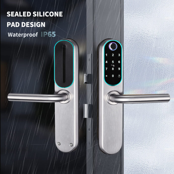 IP65 Waterproof Europe Standard Mortise Tuya APP Electronic Glass Aluminium Door Smart Lock - Image 4