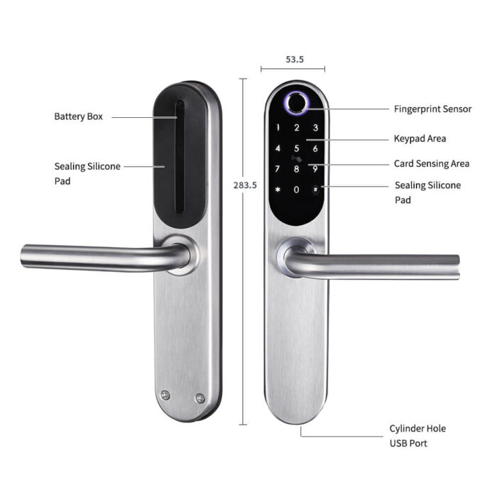 IP65 Waterproof Europe Standard Mortise Tuya APP Electronic Glass Aluminium Door Smart Lock - Image 5