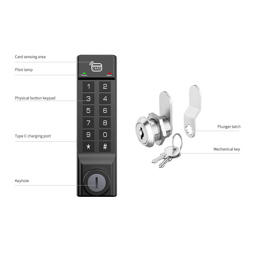 Rechargeable Keyless Smart Digital Cabinet Lock with RFID & PIN Code Access - Image 9