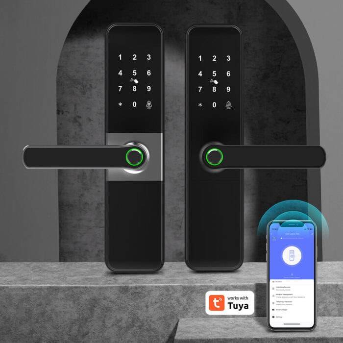 Tuya WIFI Inteligente Wooden Electronic Fingerprint Digital Door Smart Lock - Image 3