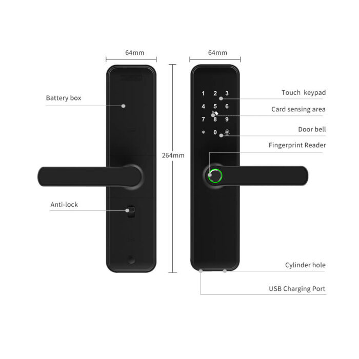 Tuya WIFI Inteligente Wooden Electronic Fingerprint Digital Door Smart Lock - Image 6