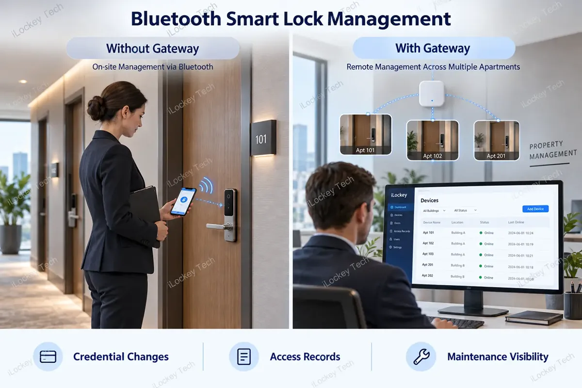 Bluetooth Smart Lock Management With and Without Gateway