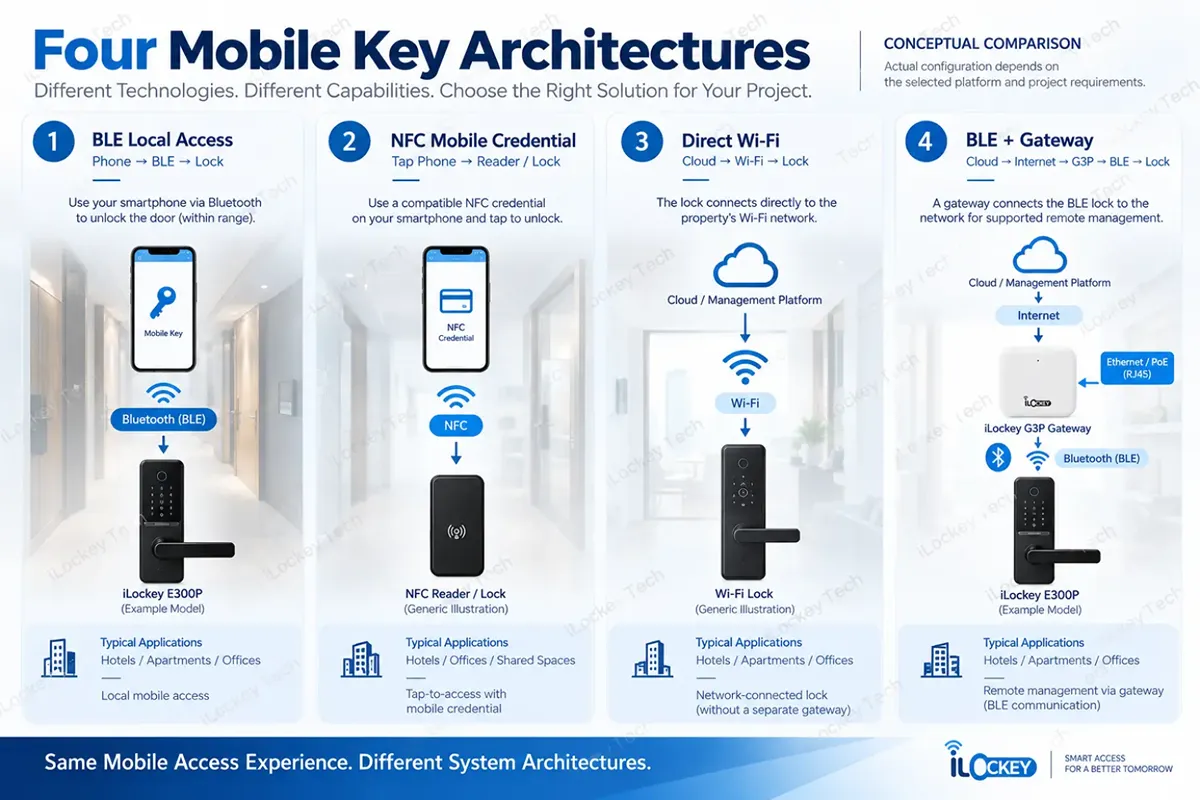 Four Mobile Key System Architectures Comparison